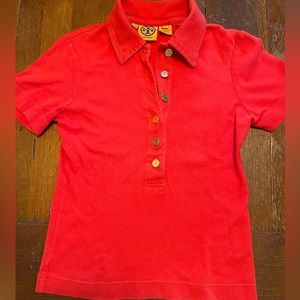 Tory Burch collared polo shirt with gold buttons